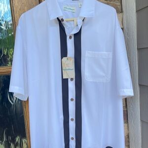 Caribbean Brand Mens Shirt XL White Lose The Cracker Polly Wants A Cocktail